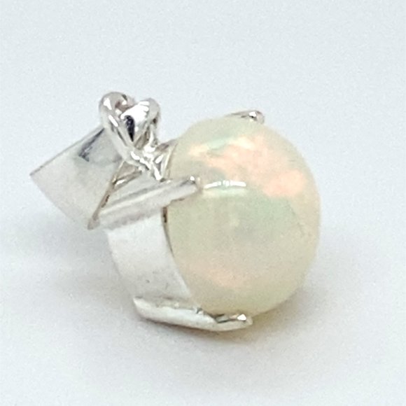 White Opal 4.30ct Platinum Solid Silver Pendant - Picture 5 of 8